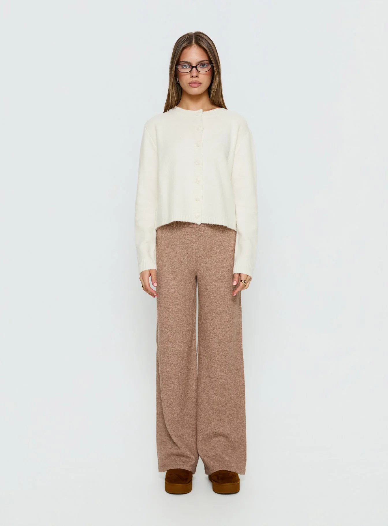 Bekki Wide Leg Knit Pant Mocha