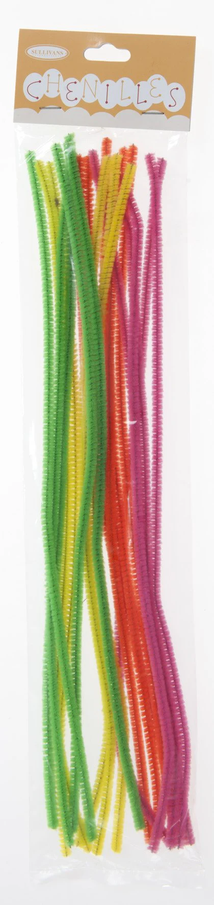 Sullivans Chenilles 20pk, Mixed Neon- 3mm