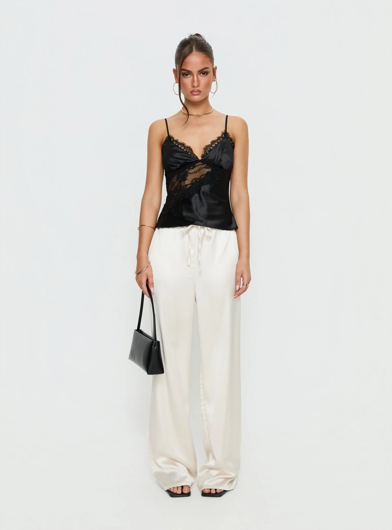 Annamari Lace Satin Cami Top Black