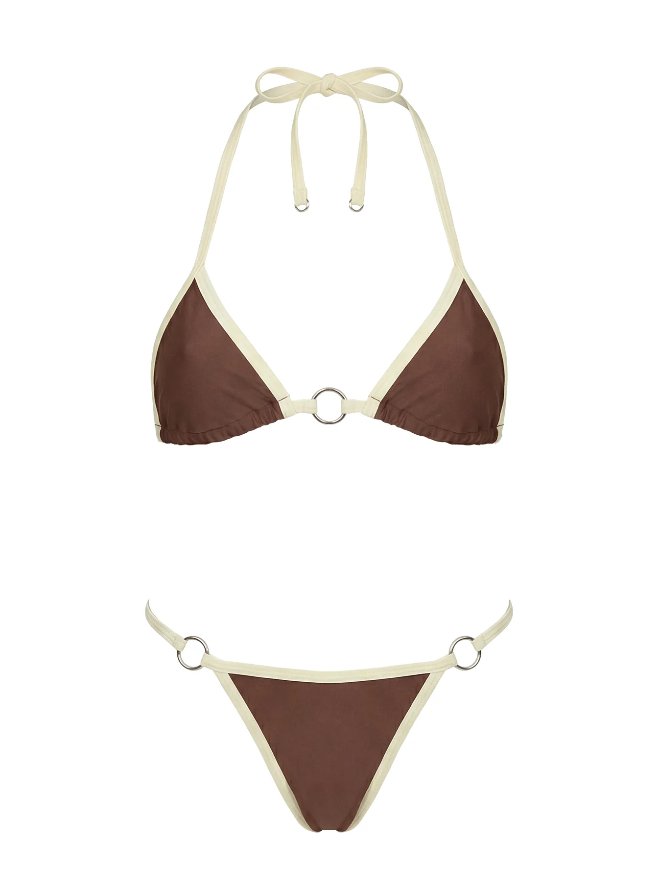 Maurita Hardware Halter Bikini Top Brown / White