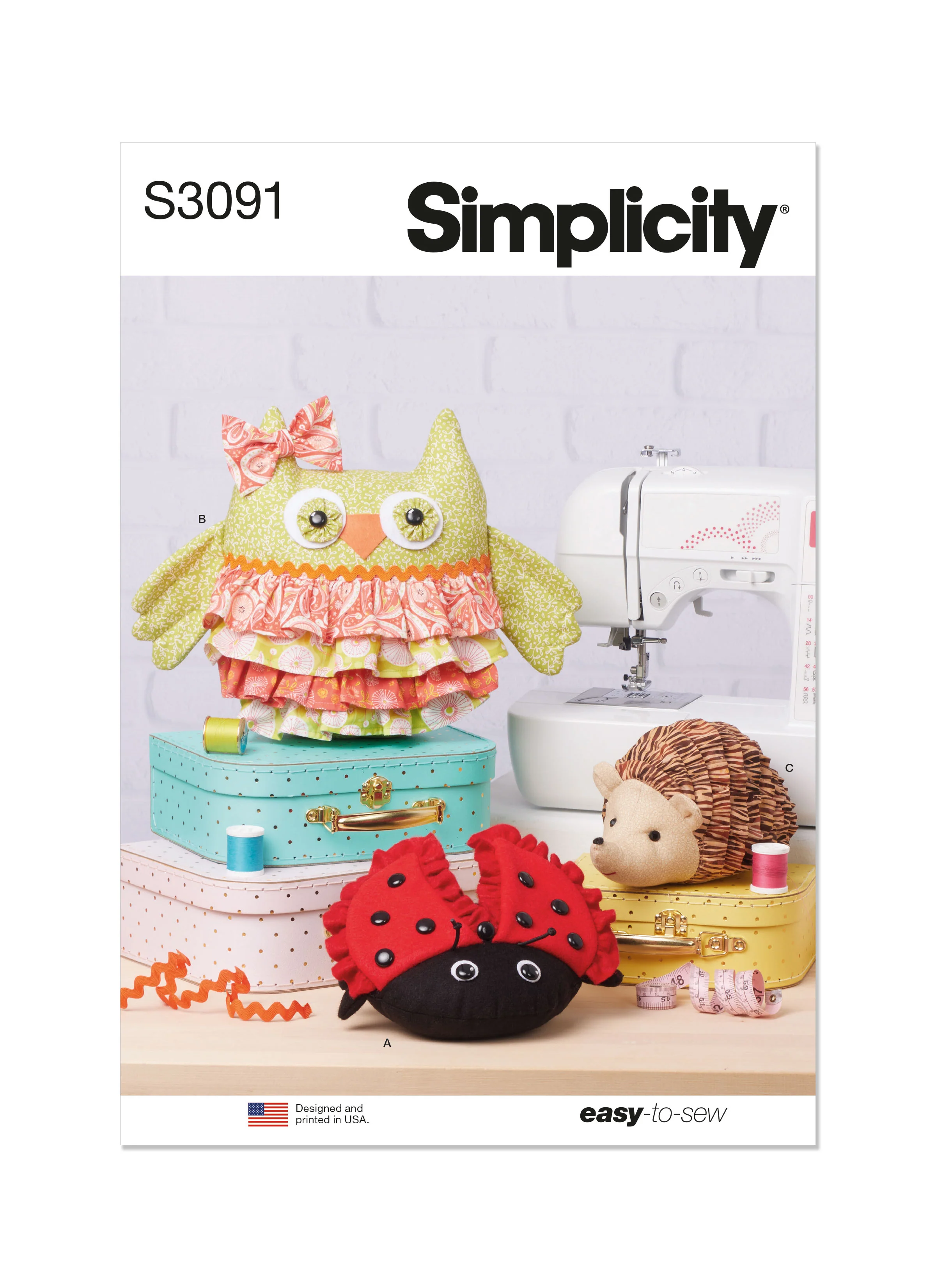 Simplicity S3091 Stuffed Plush Animals