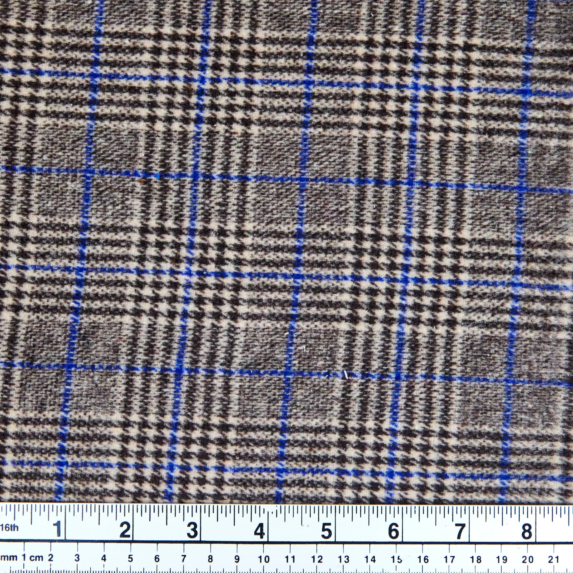 Wool Blend Check Fabric, Width 148cm
