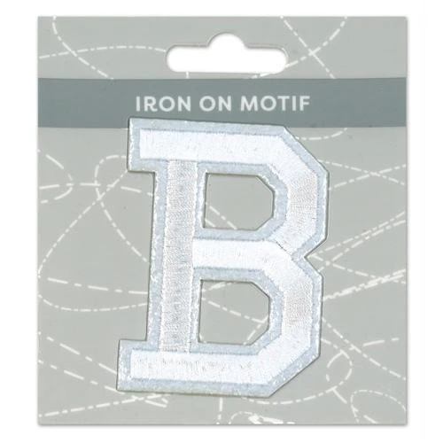 Sullivans Iron On Motif, White B- 75mm