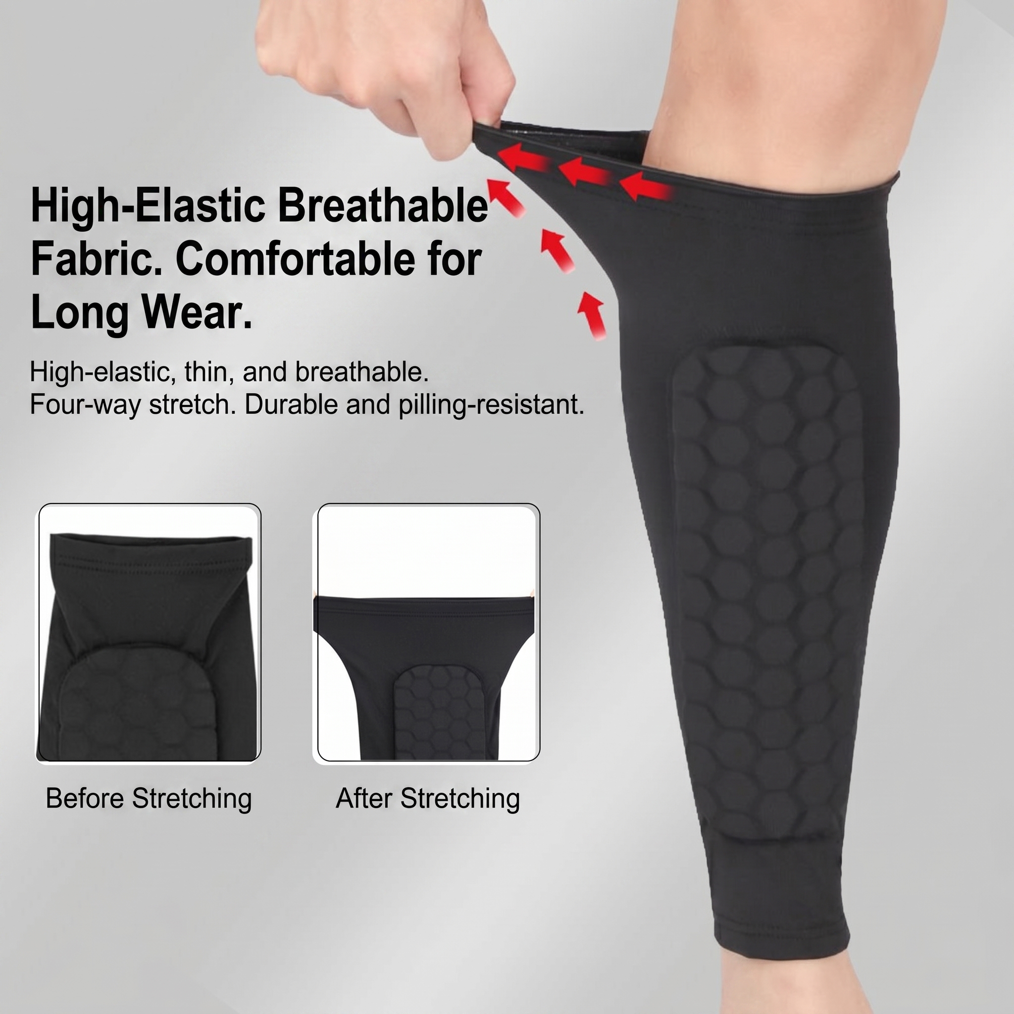 Honeycomb EVA Shin Guards Anti-Collision Breathable Shin Pads  Calf Guards for Outdoor Sports Soccer Basketball Cycling
