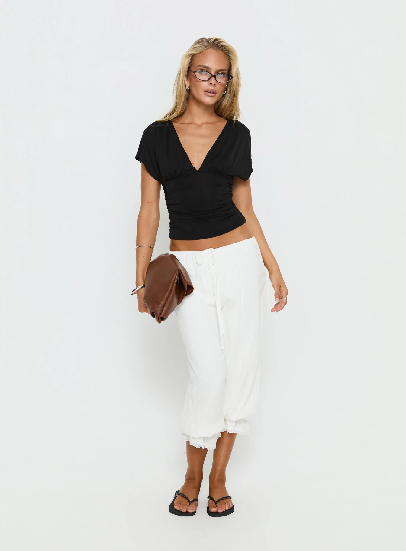 Basma Bloomer Trouser Pants Rayon White