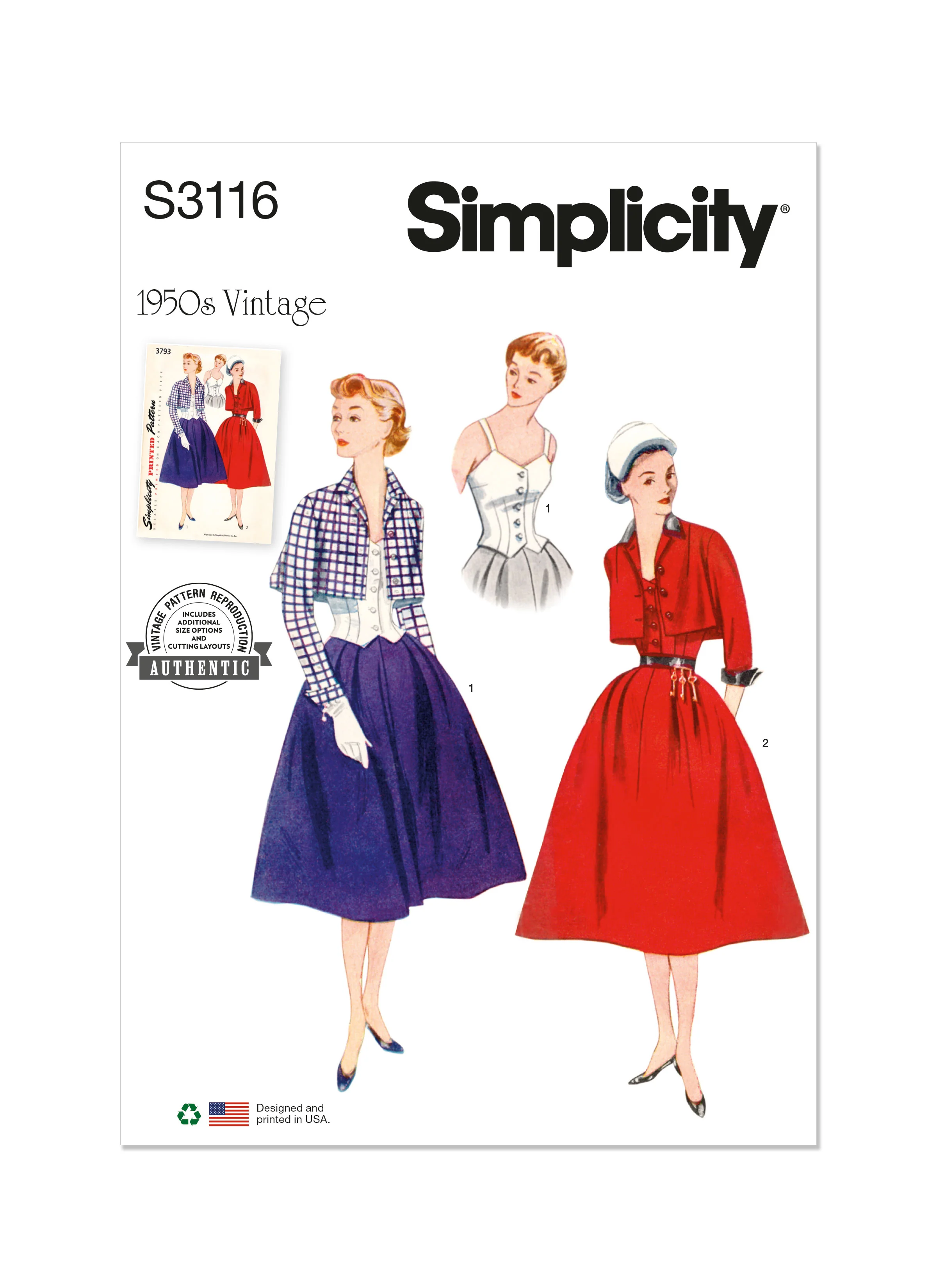 Simplicity Pattern S3116 1950s Misses