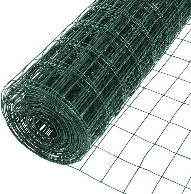 Drut ogrodzeniowy, siatka druciana pokryta zielonym winylem, grubość 16, zgrzewana, o oczkach 2 x 3 cale (2 x 50 stóp)