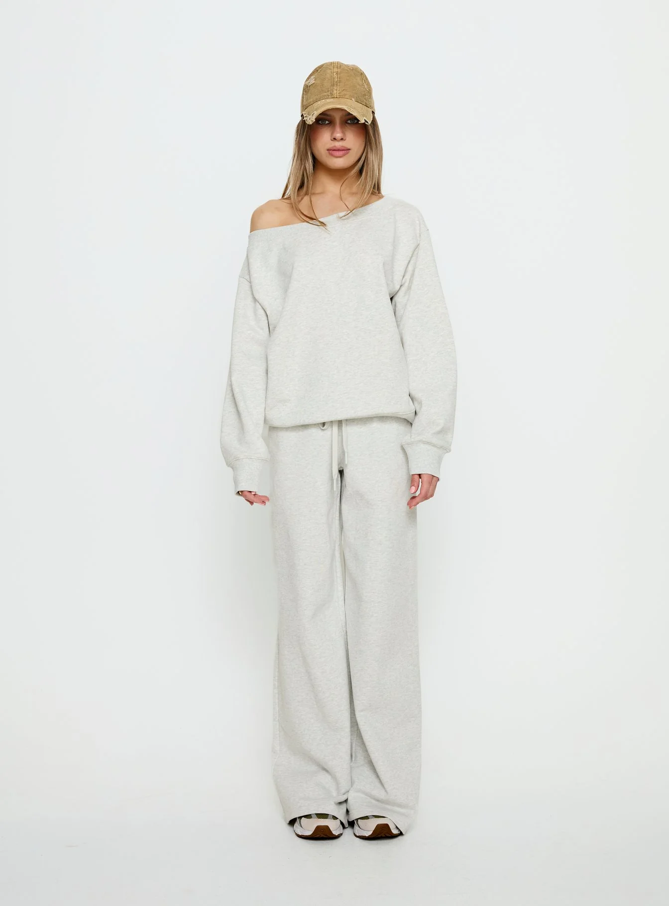 Wellness Off the Shoulder Jumper Grey Marle