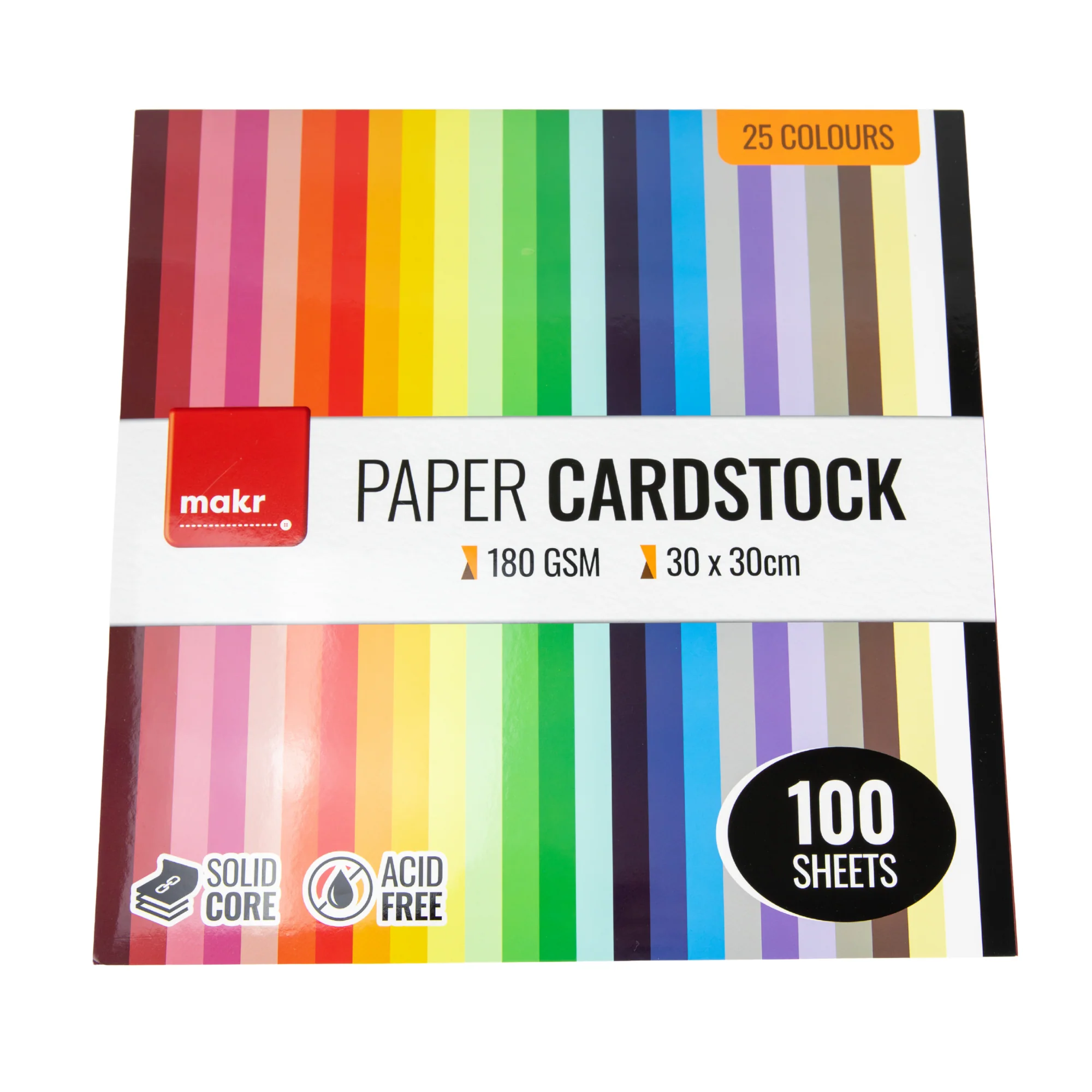 Makr Paper Cardstock – 100 Sheets, 25 Colours