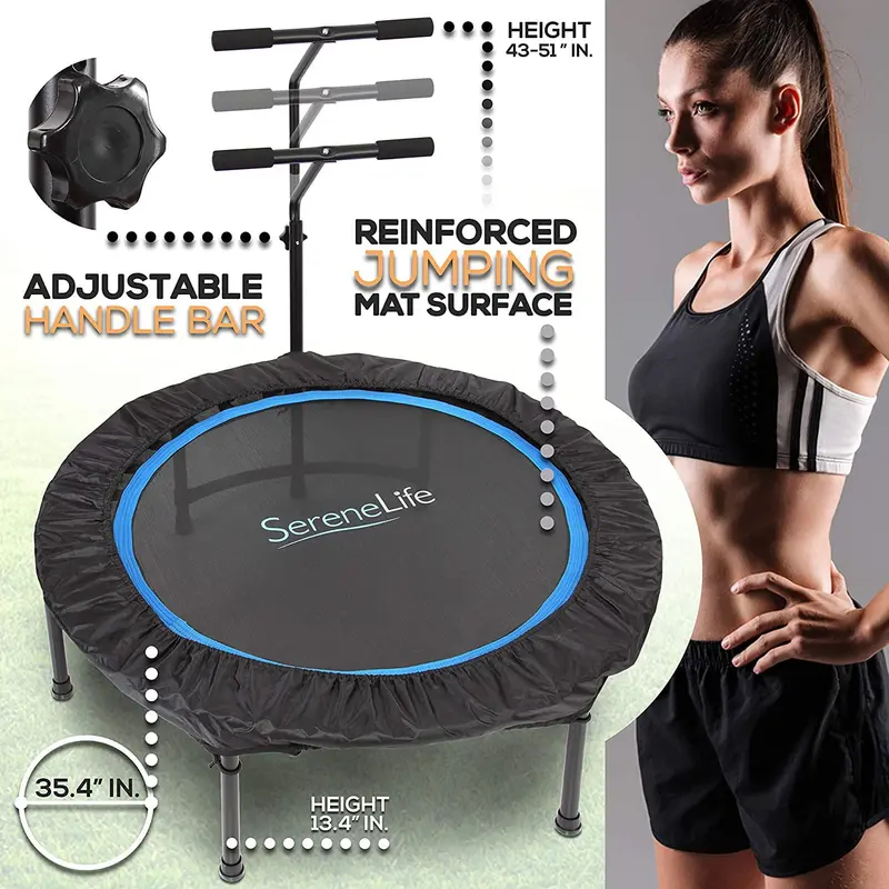 Trampolina sportowa SereneLife 40' do ćwiczeń cardio i fitness, do użytku wewnątrz i na zewnątrz, z rampą