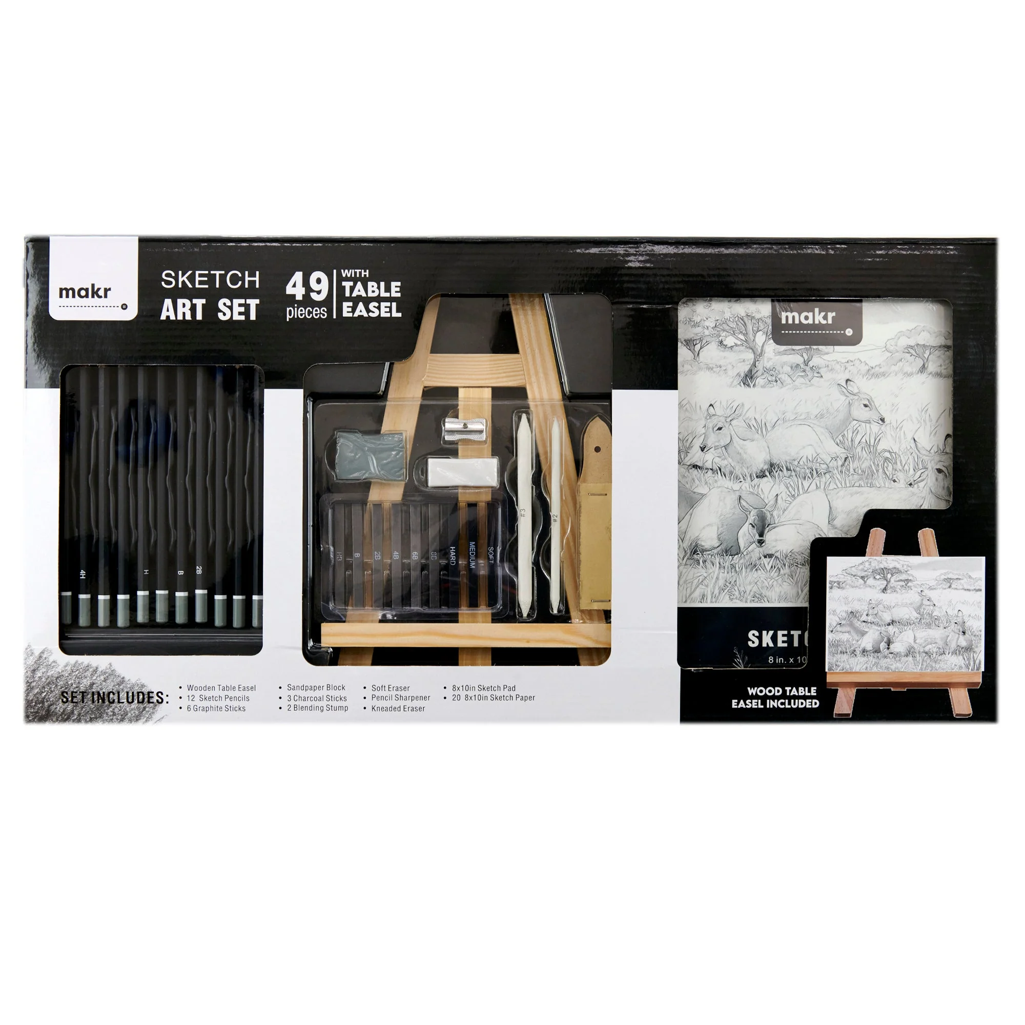 Makr Sketch Art Set With Table Easel, 49pce