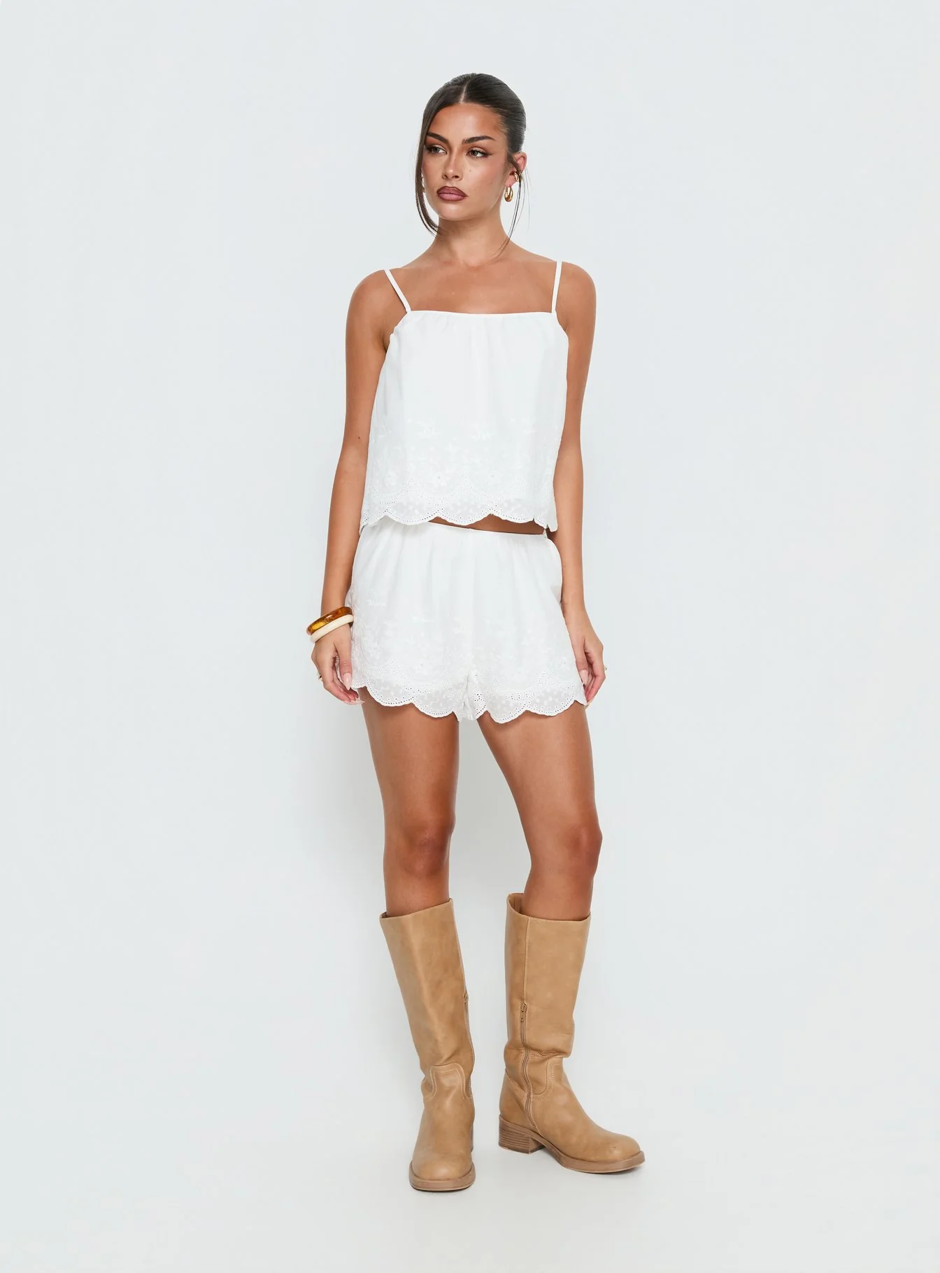 Madison Avenue Embroidered Detail Top White