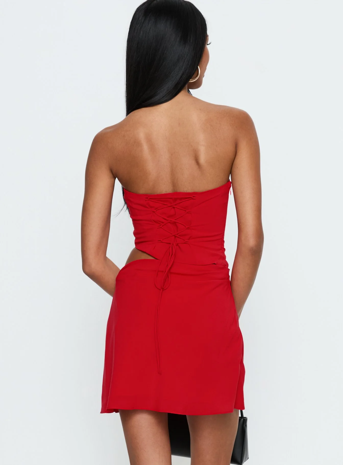 Jasira Strapless Drape Mini Dress Bold Red