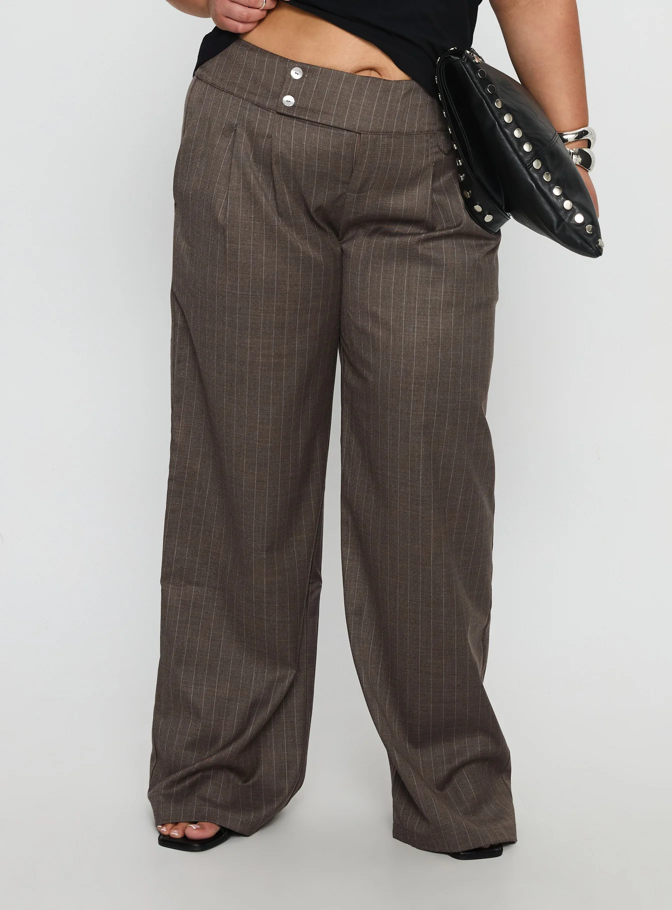 Briellea Thick Waistband Pant Pinstripe Curve