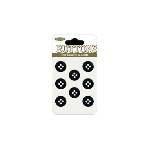 Sullivans Plastic Button, Black- 11 mm
