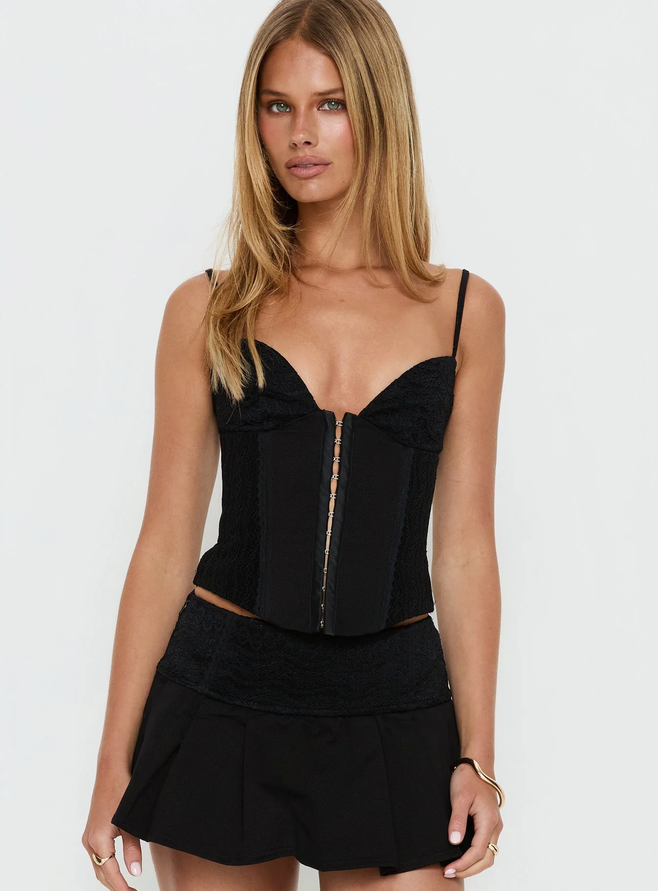 Francee Lace Corset Top Black