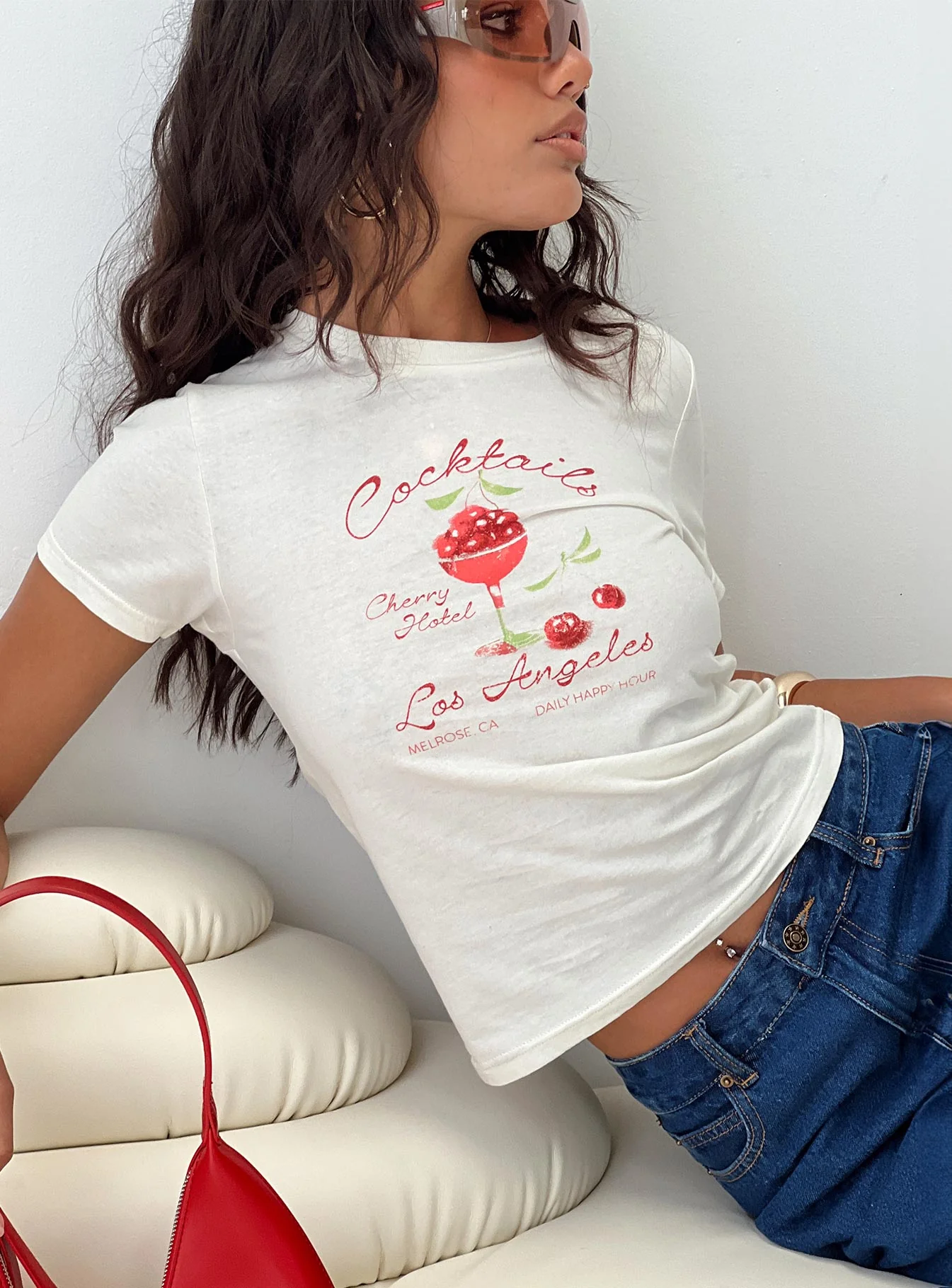 Cherry Cocktails Tee Cream
