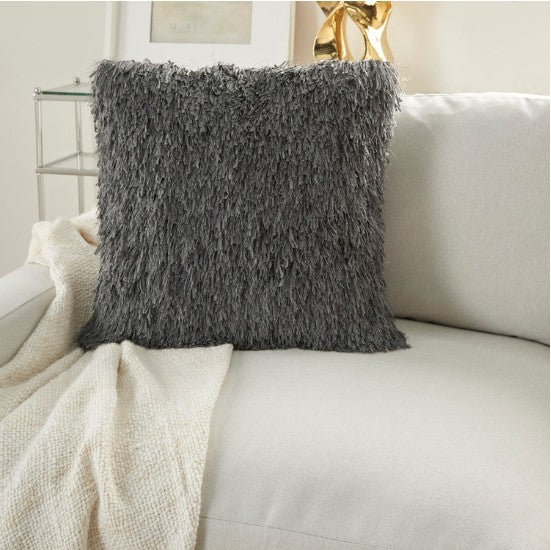 Mina Victory Shaggy Cushion, Charcoal- 50.8cmx50.8cm