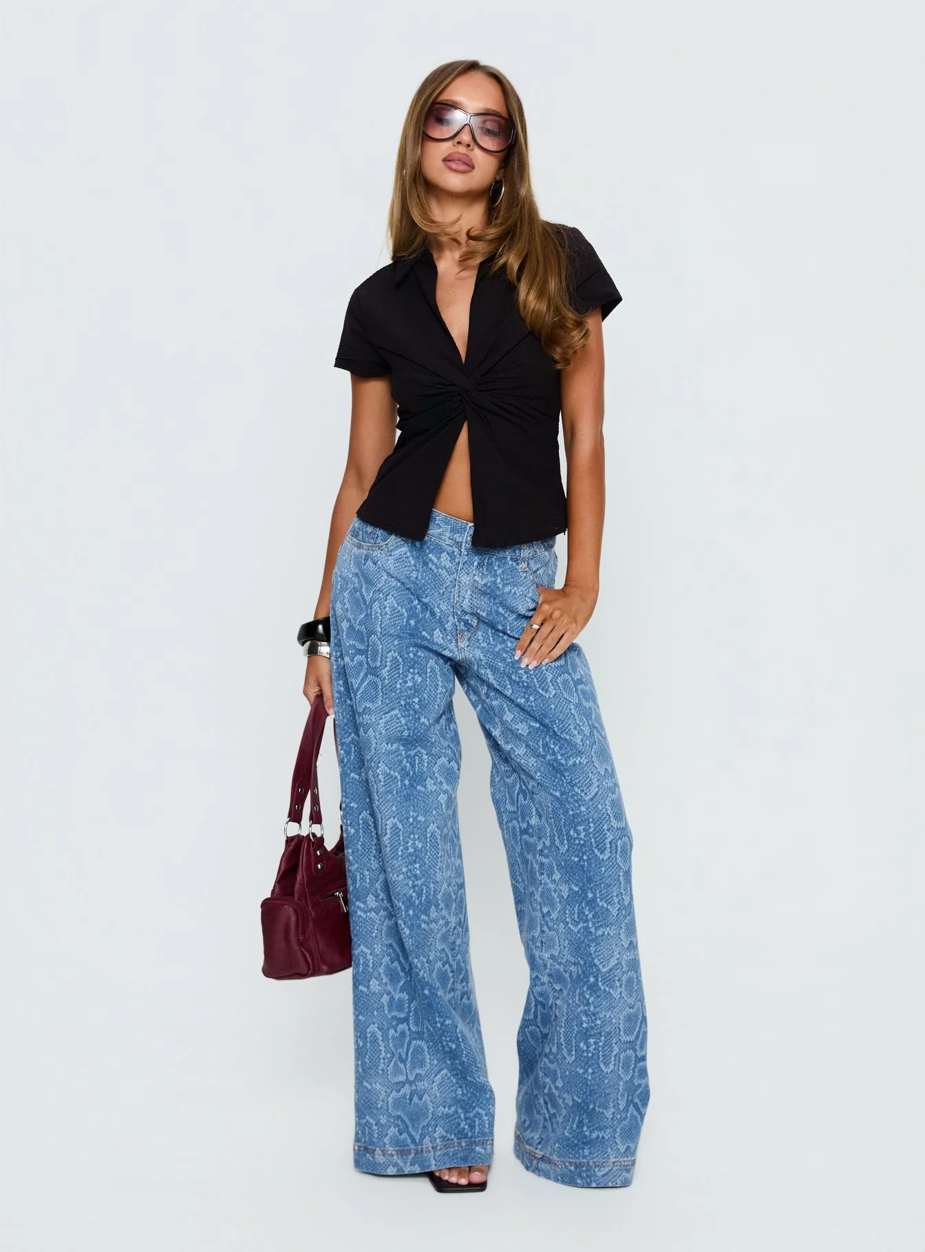 Spoken Truth Mid Rise Straight Leg Jeans Snake Blue Wash