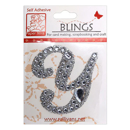 Stick On Bling Letter, Cursive Y- 55mm