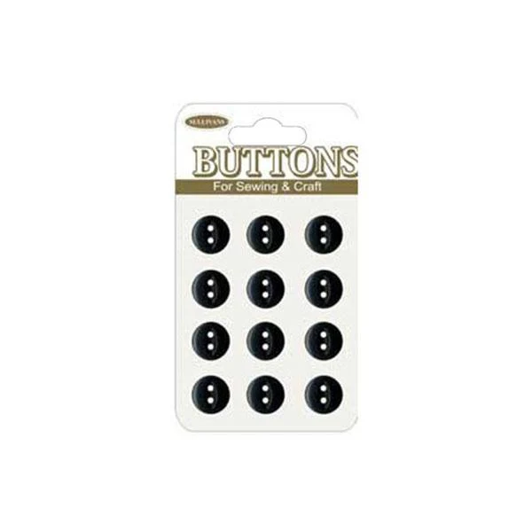 Sullivans Plastic Button, Black- 9 mm