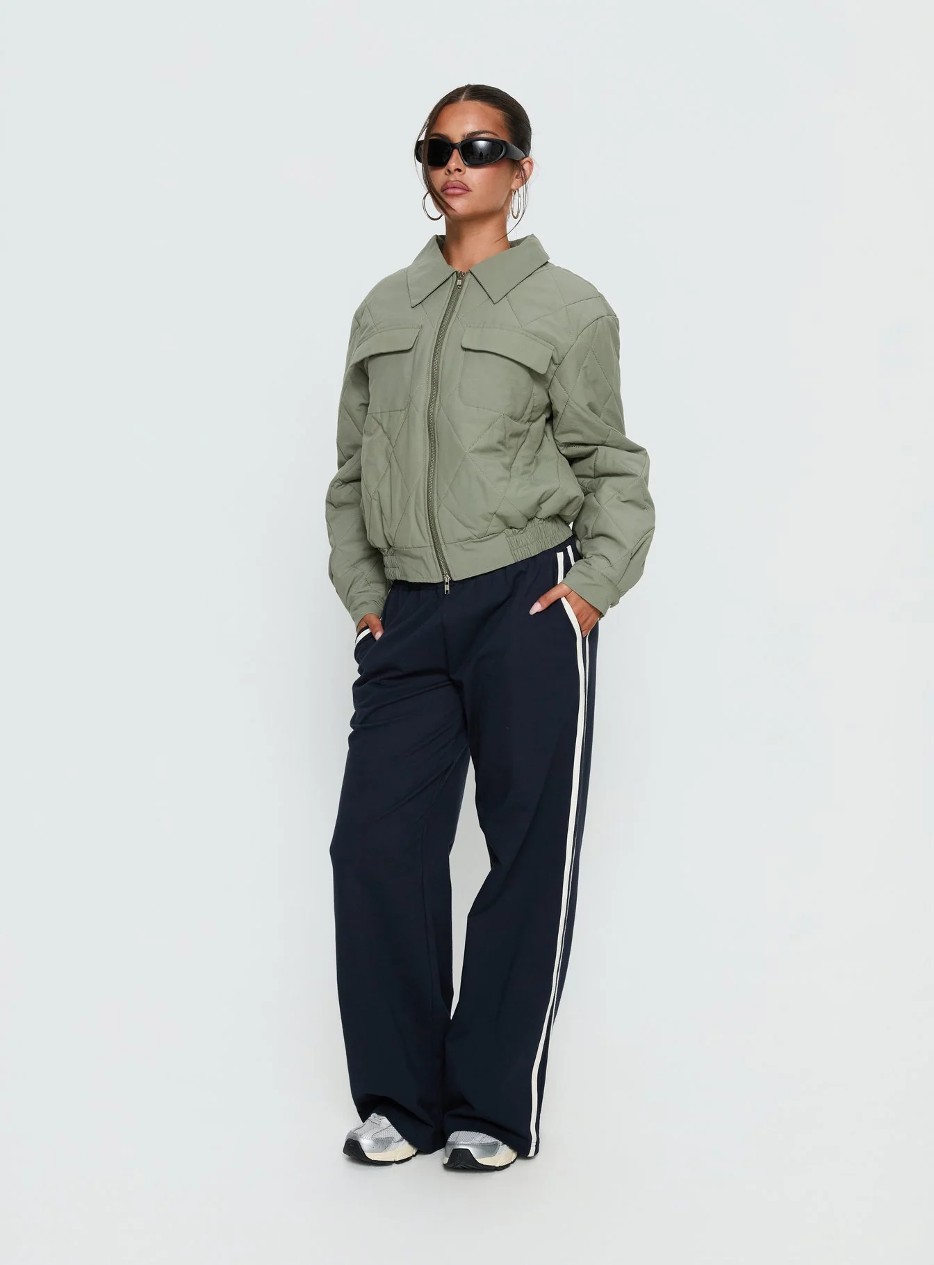 Denvar Quilted Bomber Jacket Green