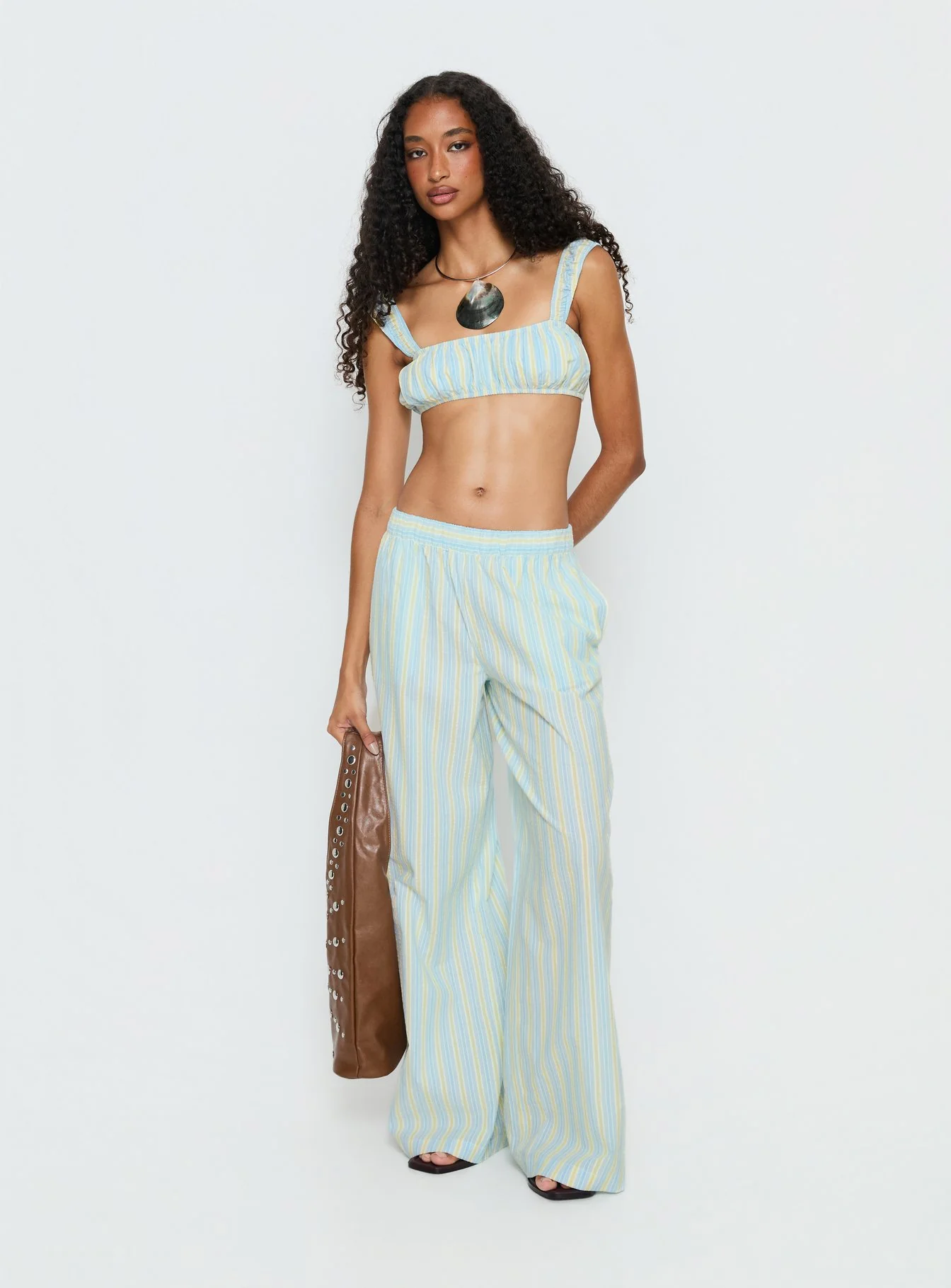 Talyssa Micro Crop Top Blue Stripe