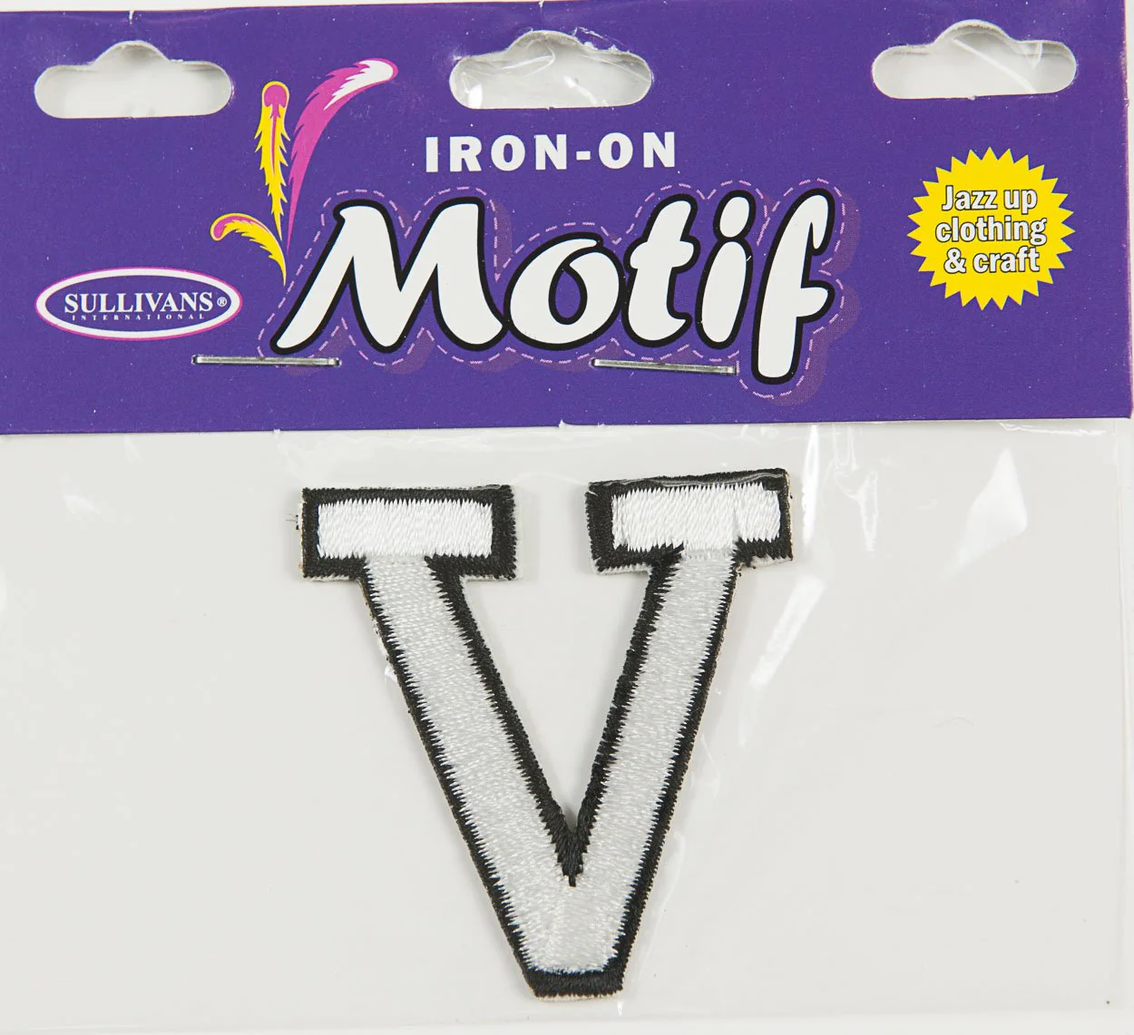Iron On Motif Letter V, White - 45mm - Sullivans