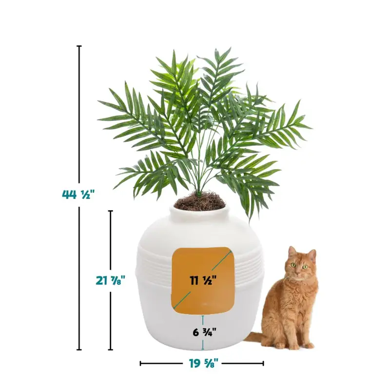 Oryginalna kuweta dla kota Good Pet Stuff Planter ze sztuczną rośliną, zamknięta konstrukcja kontrolująca zapach, przyjazna dla środowiska, łatwa w montażu