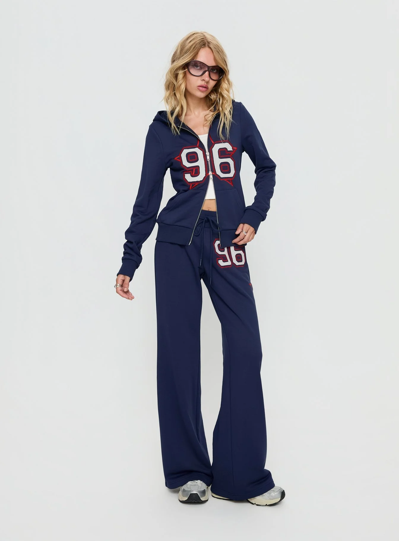 Kari Distressed Zip Through Top Navy Multi