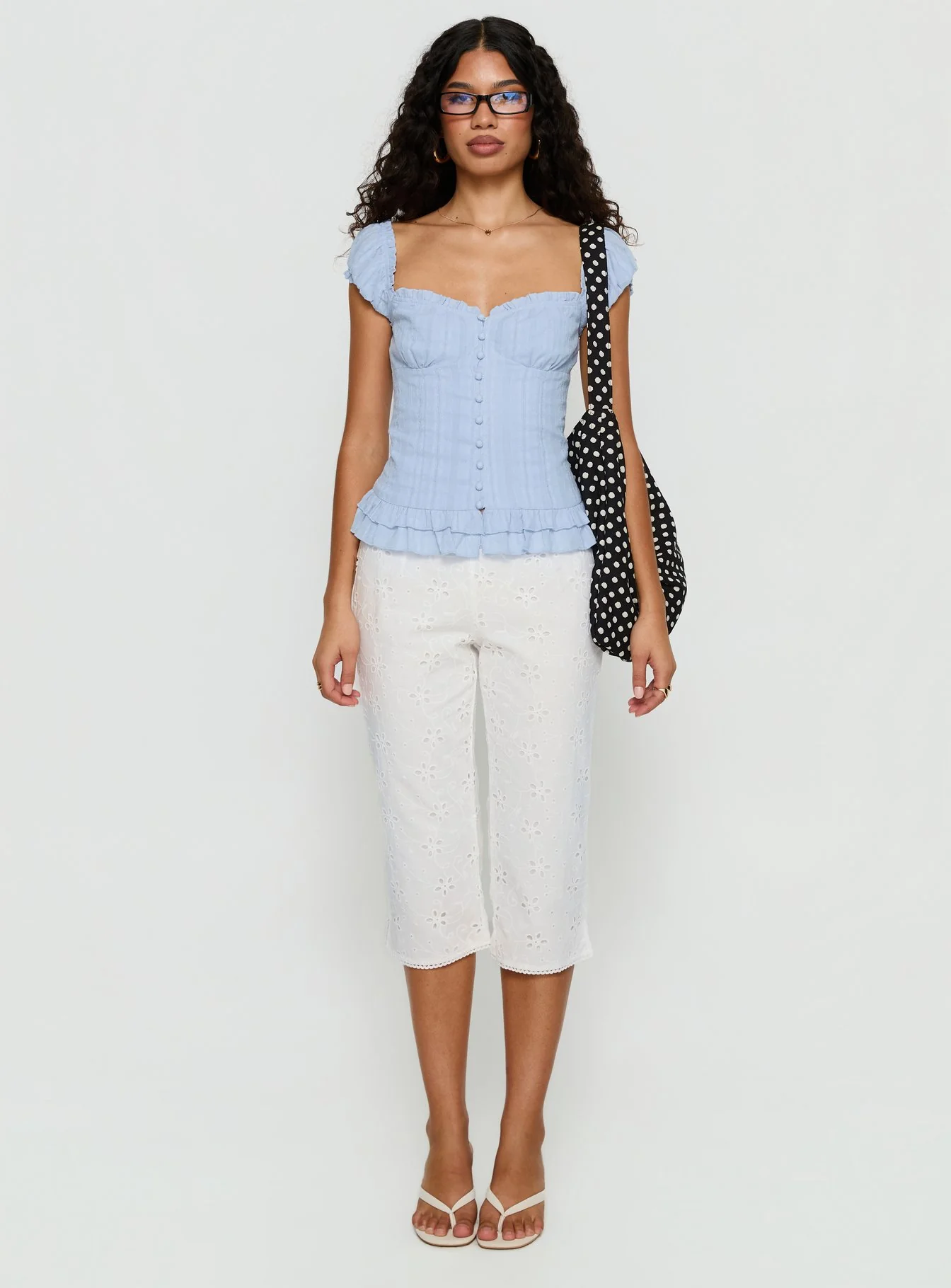 Suiter Frill Detail Top Soft Blue