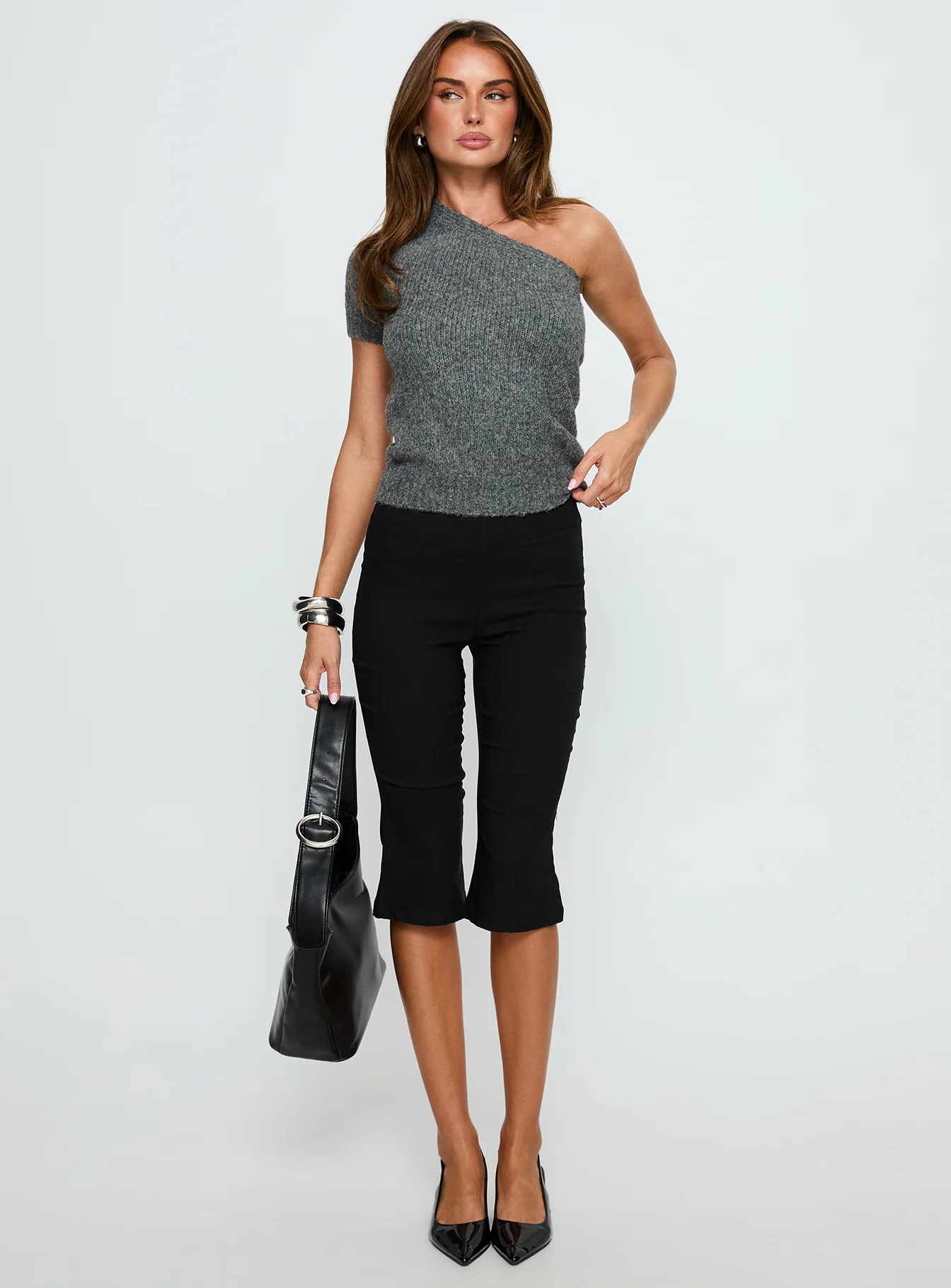 Alysson One Shoulder Top Grey