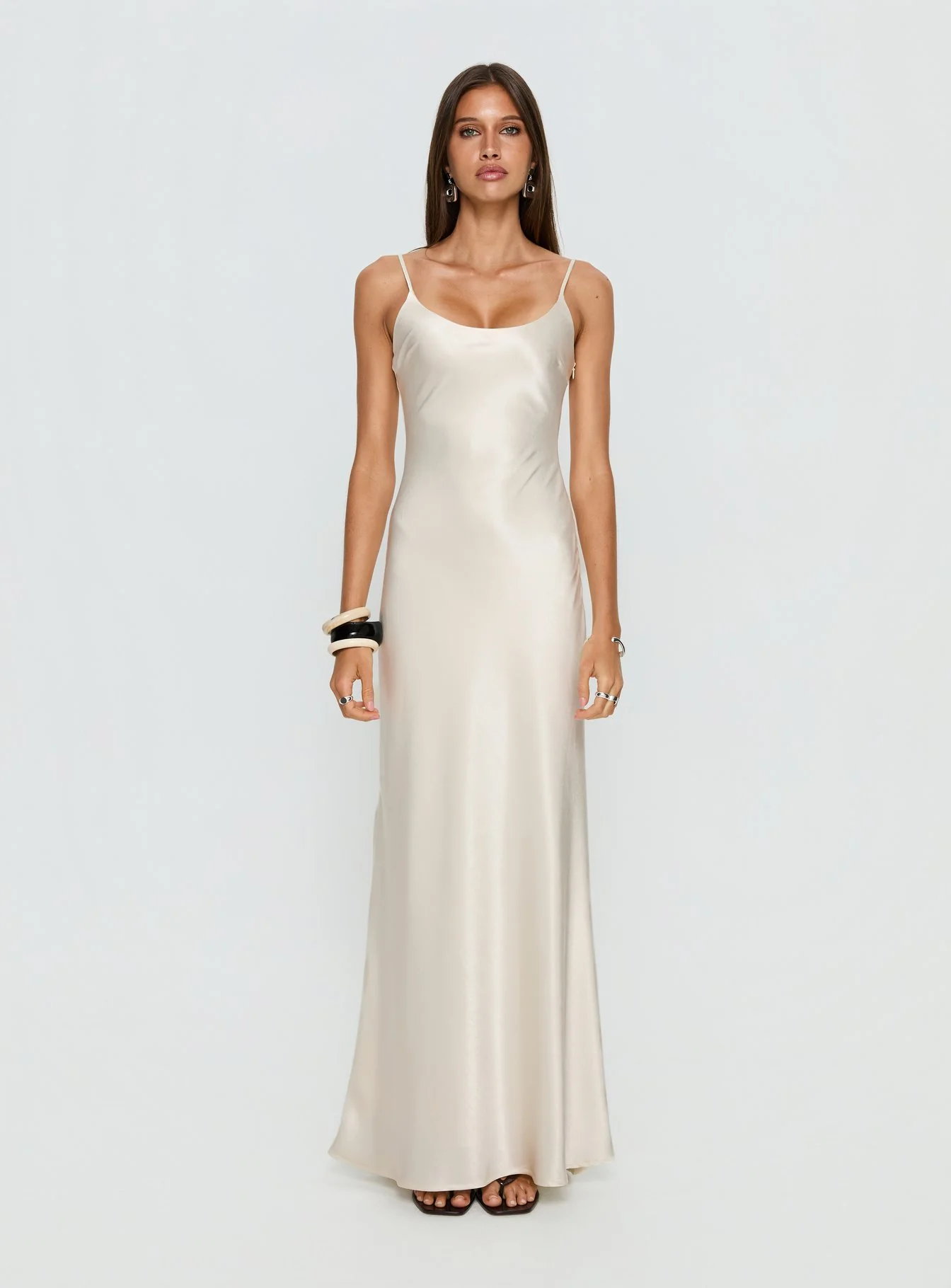 Miracles Scoop Satin Maxi Dress Champagne