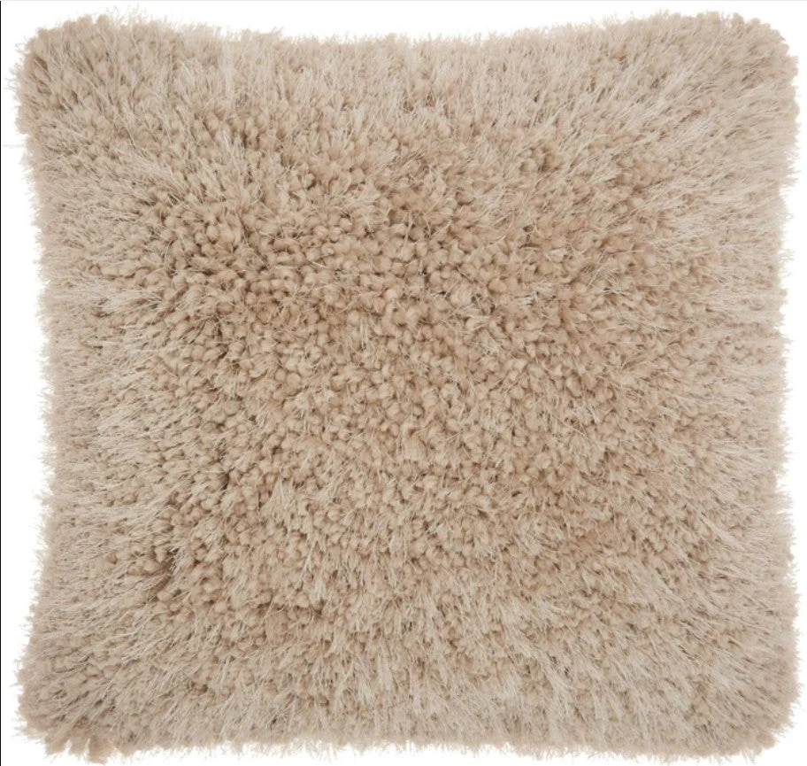 Mina Victory Shaggy Cushion, Beige- 50.8cmx50.8cm