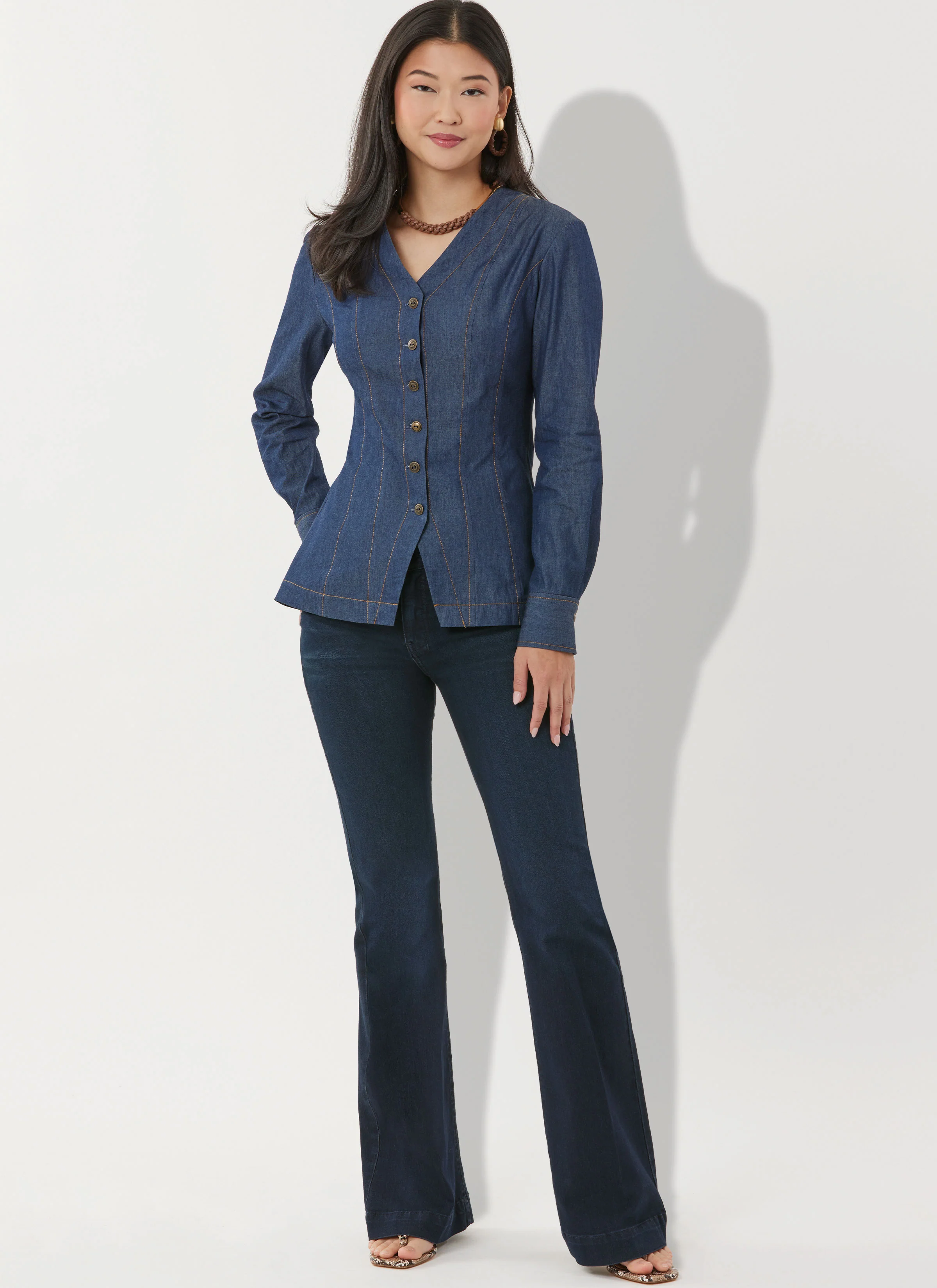 Simplicity Pattern S3102 Misses' Shirt with Sleeve Variations