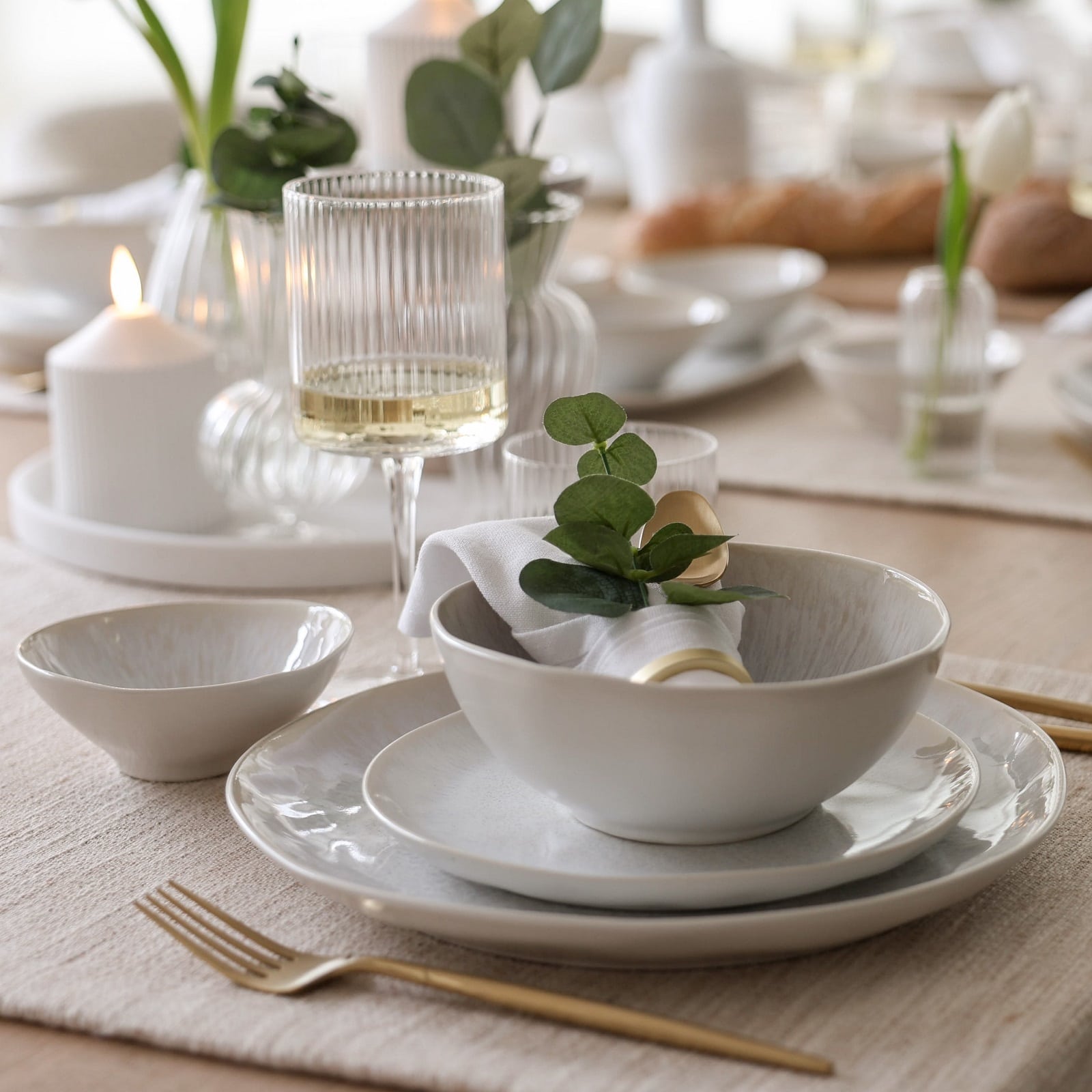 Geschirr-Set Ela für 2 Personen Creme, 6 -tlg.