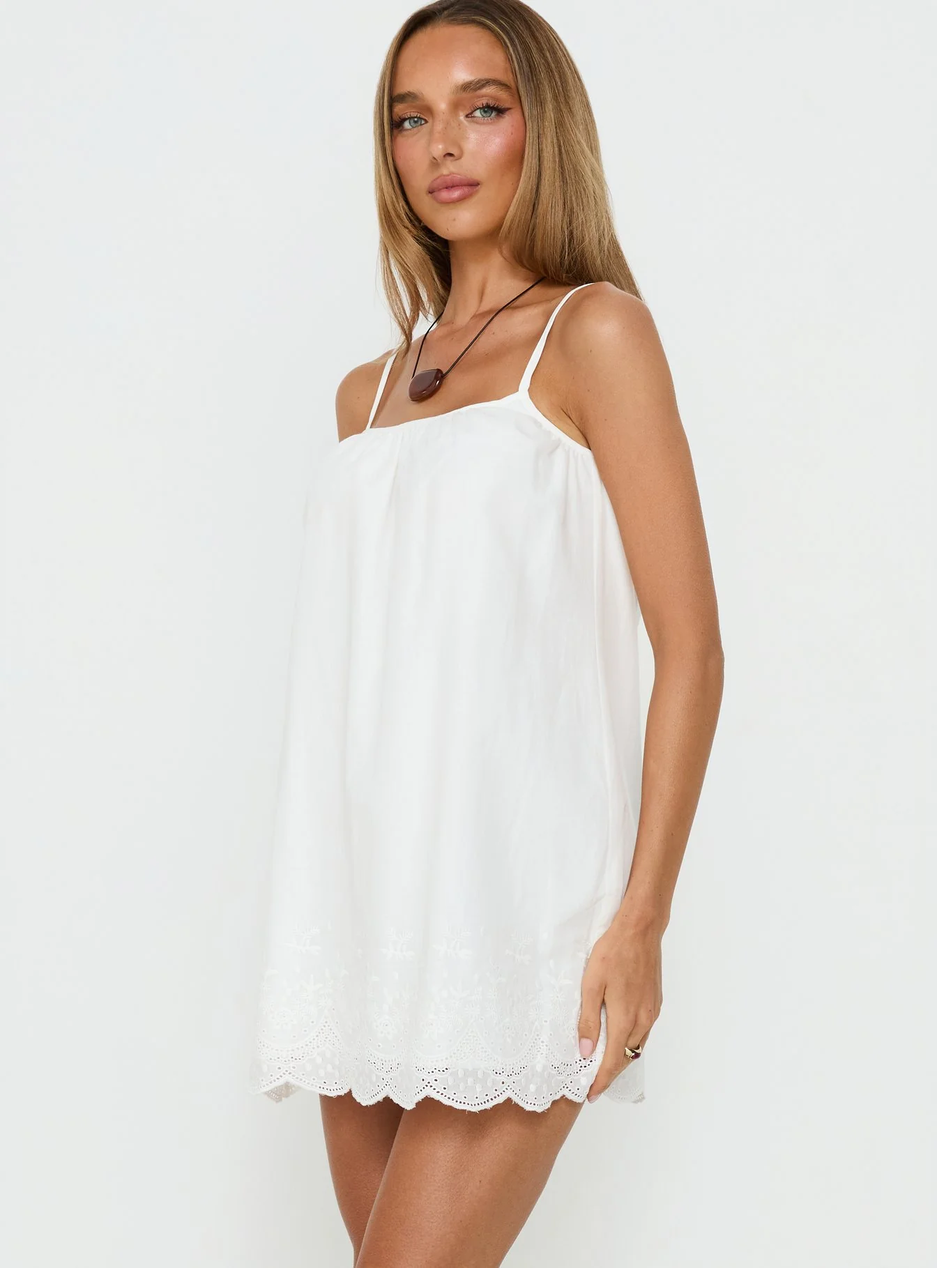 Louanna Embroidered Mini Dress White