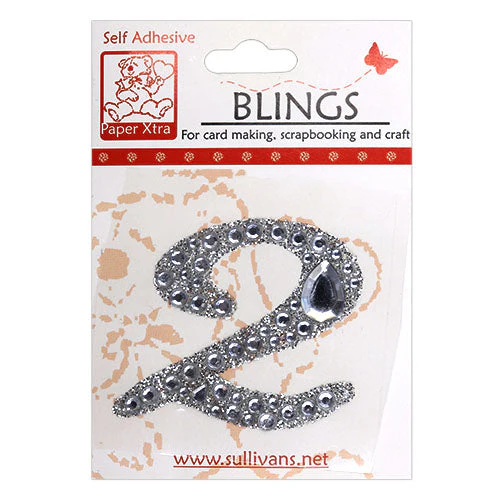 Stick On Bling Number, Cursive 2- 55mm