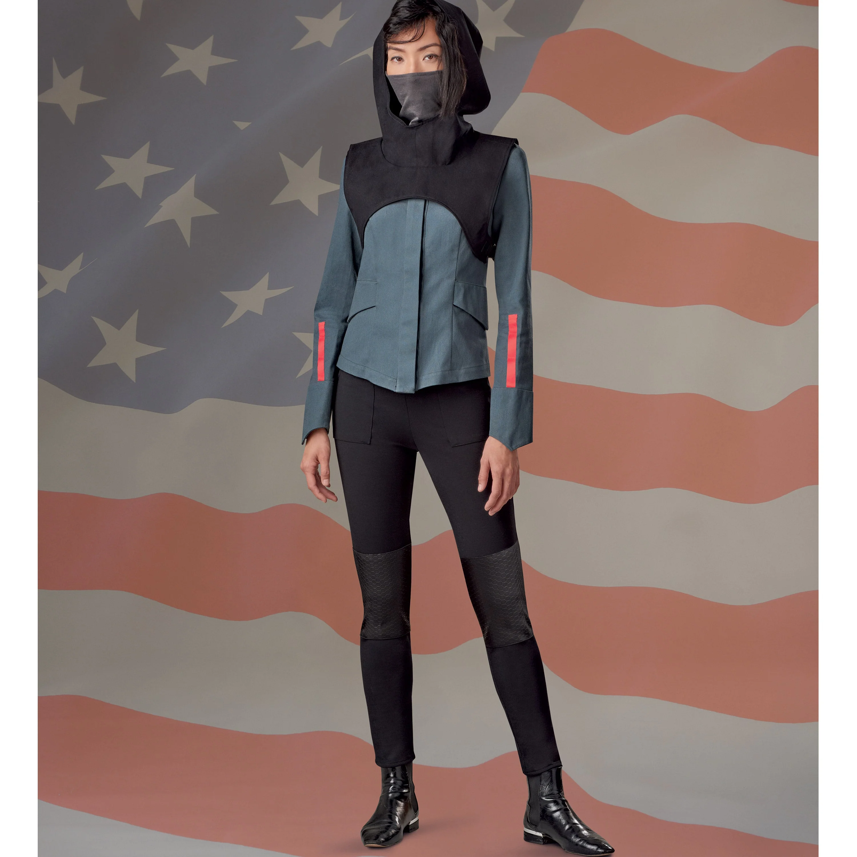 Simplicity Pattern 9249 Misses' Jacket, Pants, Cropped Hooded Tabard, Mask