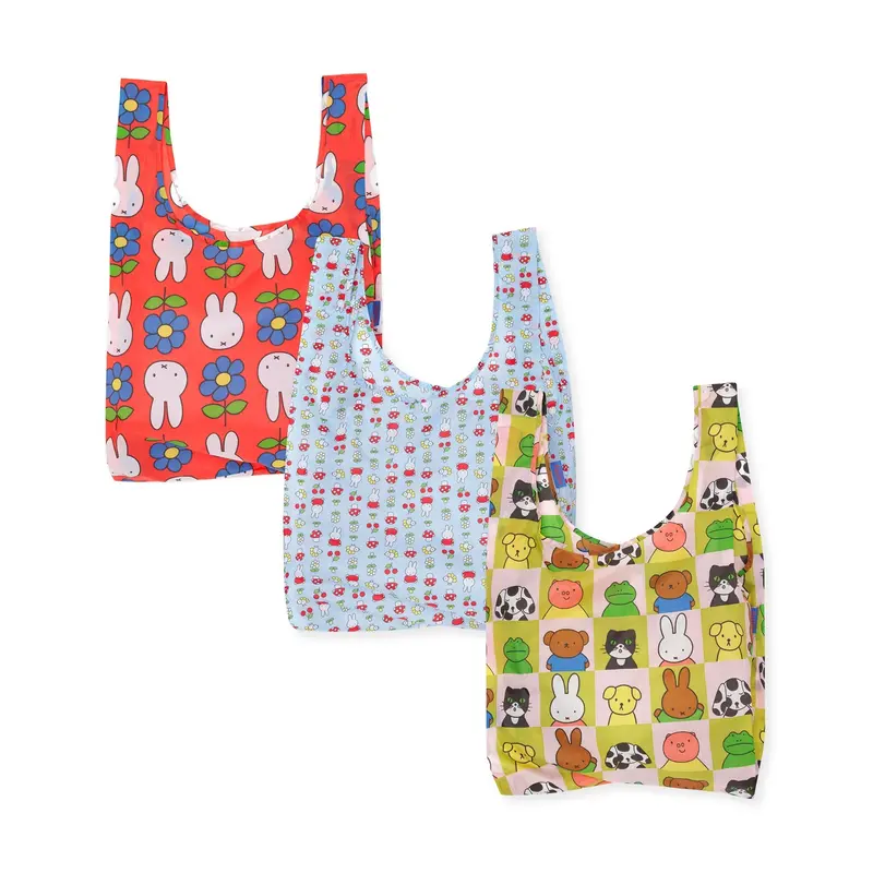 Zestaw 3 torebek Miffy by Baggu wykonanych z recyklingowanego nylonu