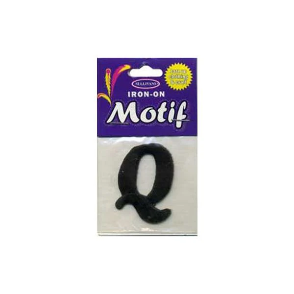 Sullivans Motif Iron On Letter Q, Black- 30 mm