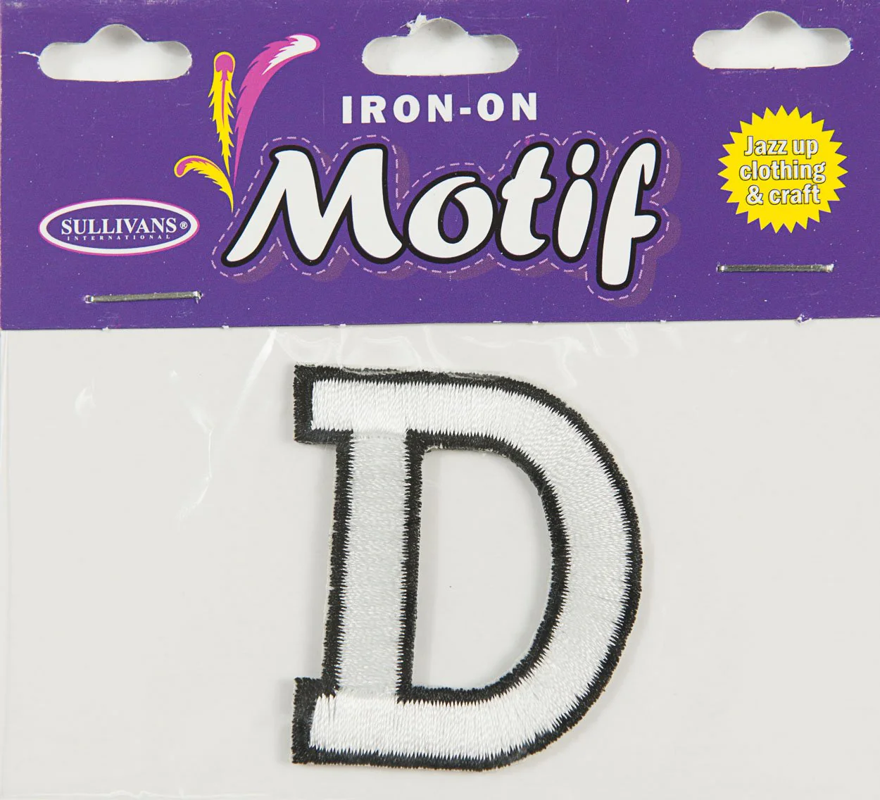 Iron On Motif Letter D, White - 45mm - Sullivans