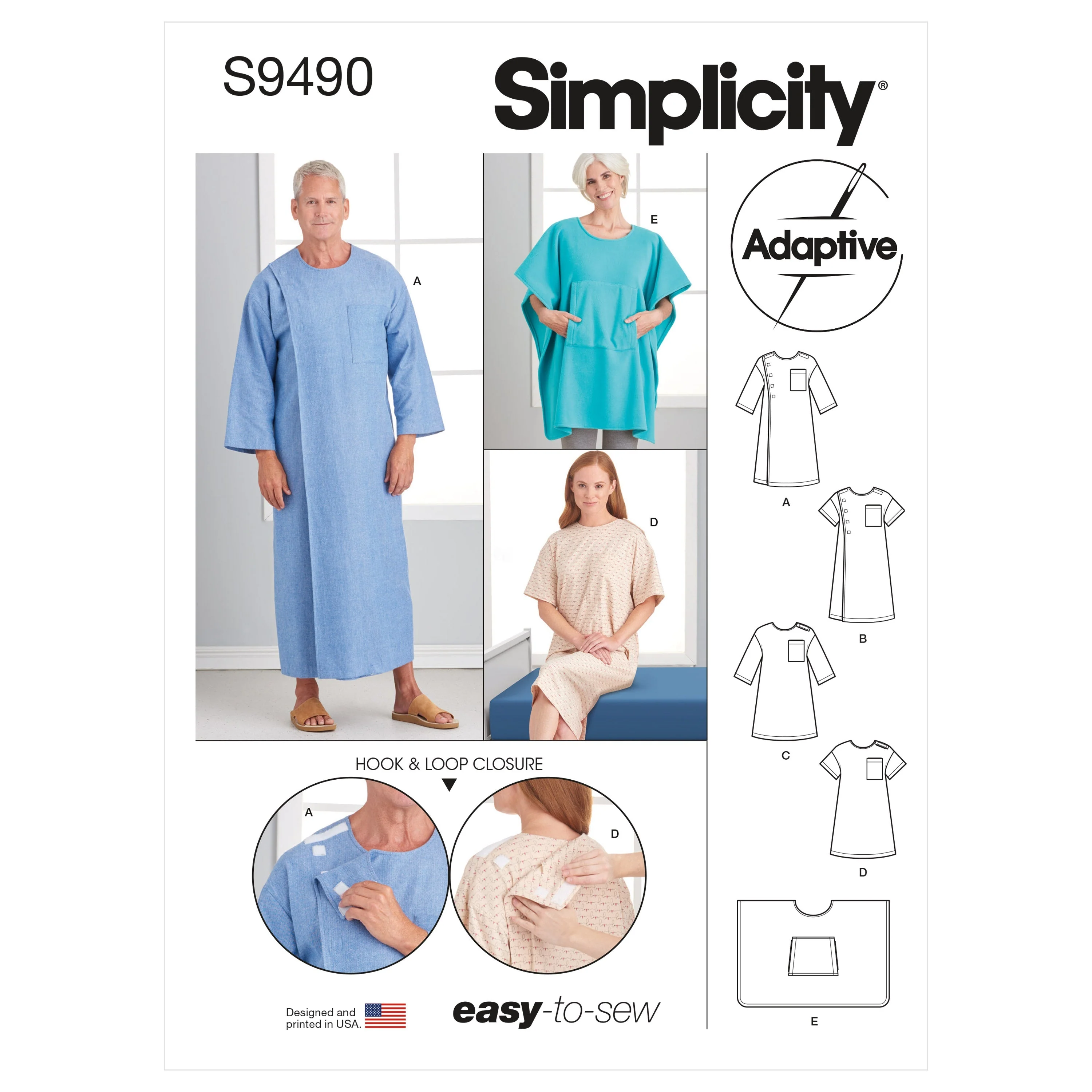 Simplicity Sewing Pattern S9490 Unisex Recovery Gowns and Bed Robe