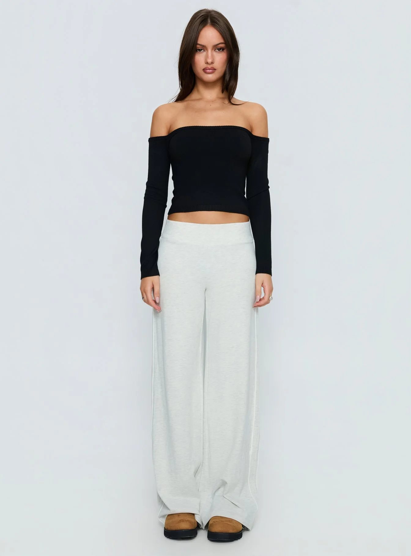 Ellaina Off Shoulder Long Sleeve Top Black