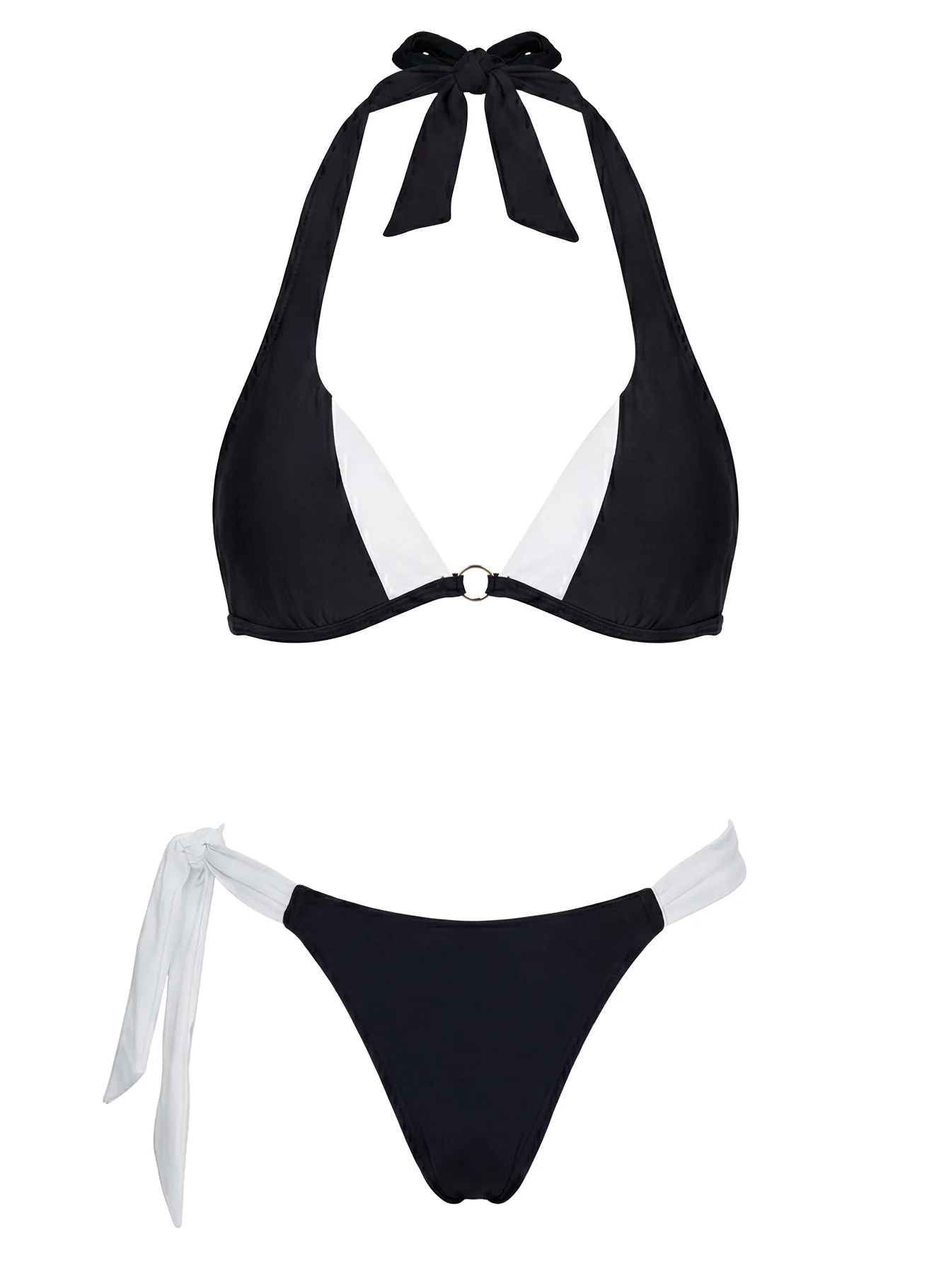 Ocean Haze Halter Bikini Top Black / White