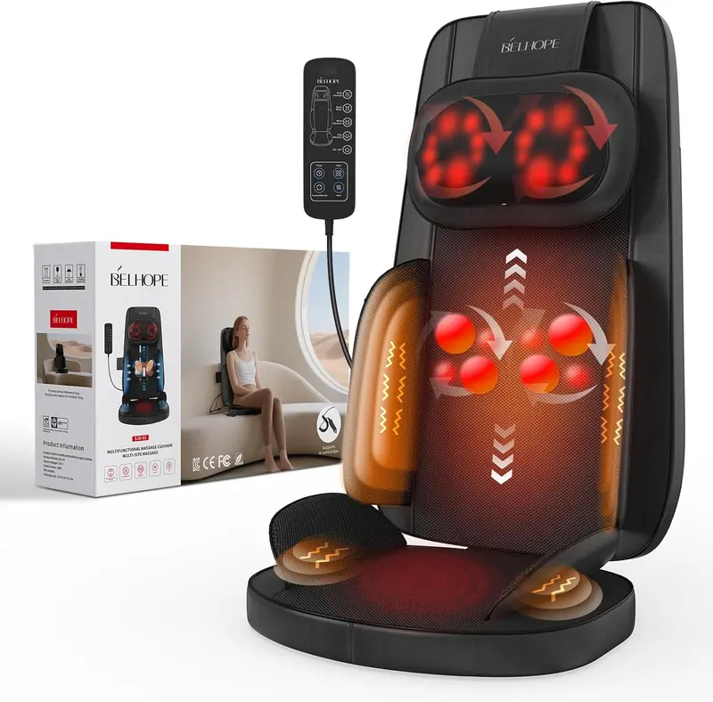 Fotel masujący Shiatsu 4D – masaż szyi i ramion łagodzący ból w domu lub biurze