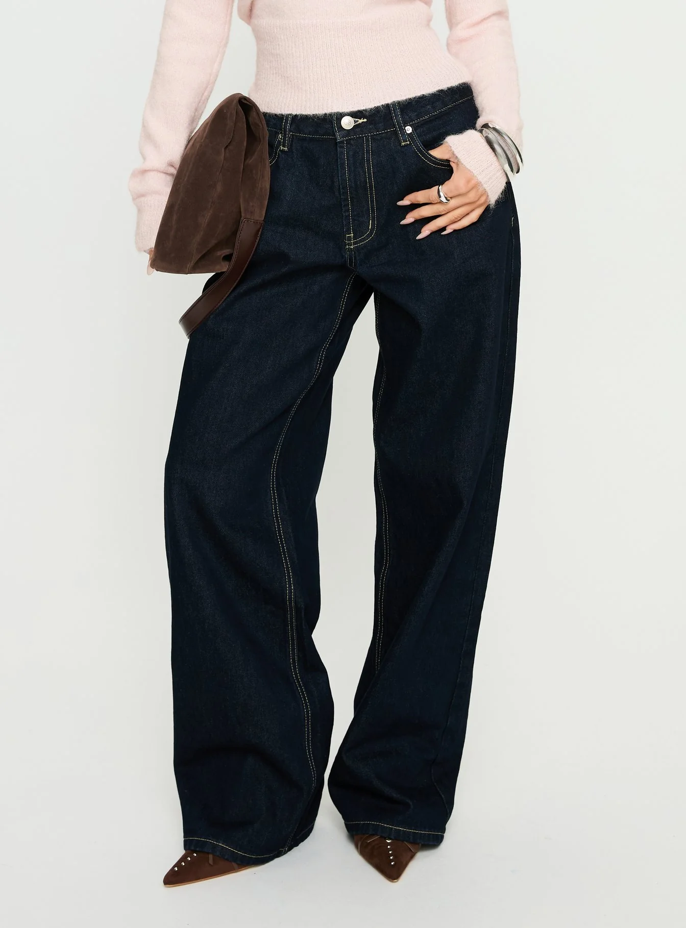 Serenitia Mid Rise Relaxed Jeans Dark Raw Wash