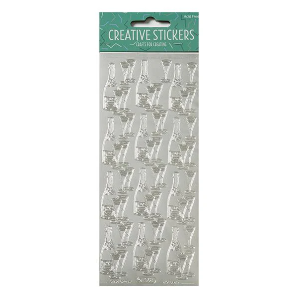 Arbee Stickers, Champagne Glasses Silver