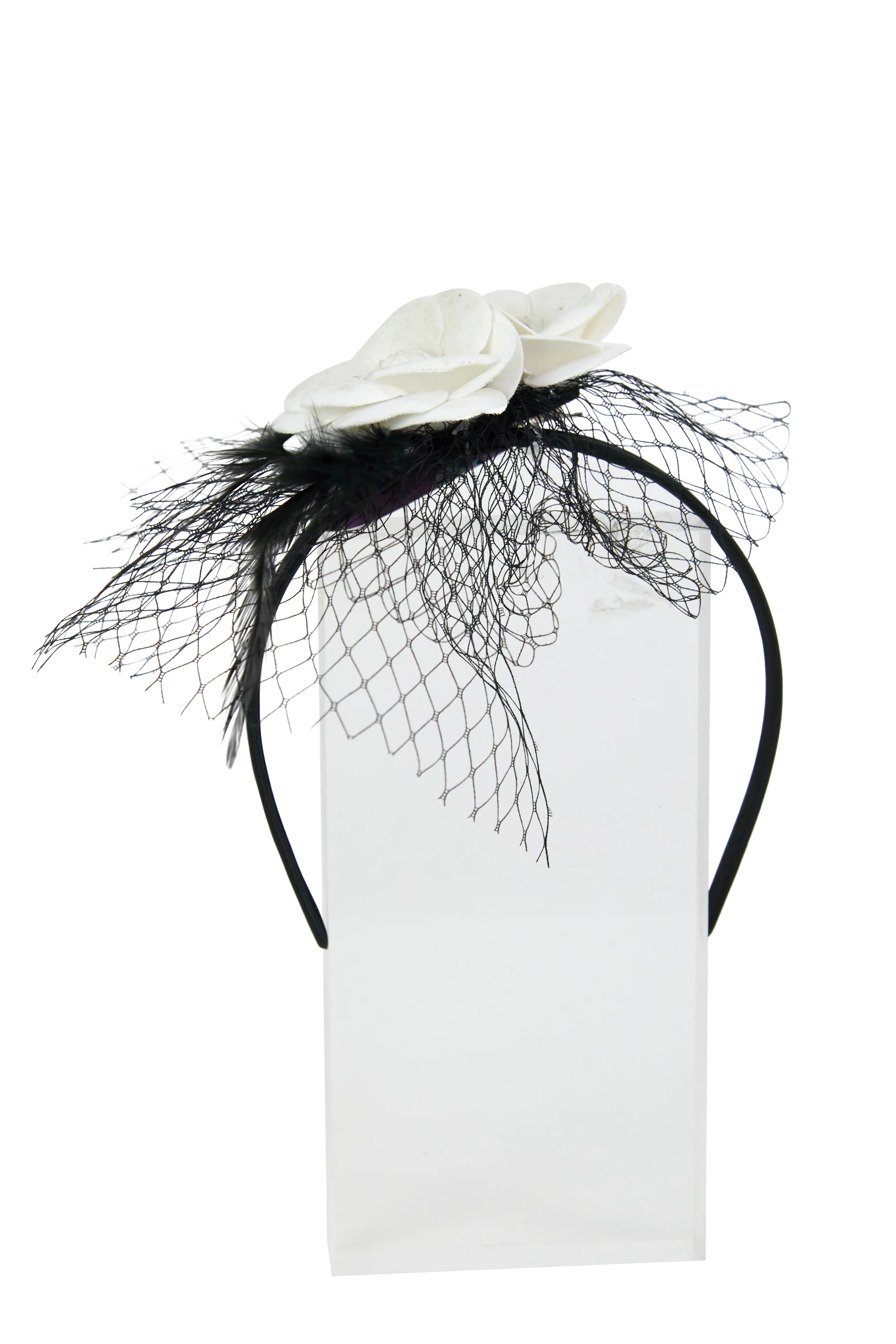Lincraft Headband And Clip Fascinator, Bella - Black/Ivory