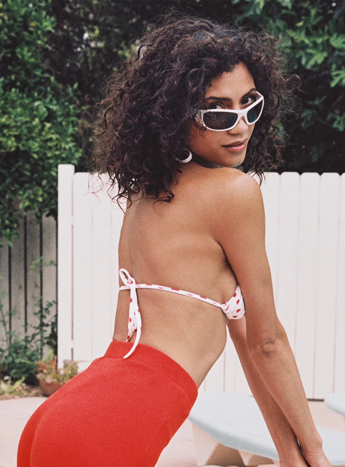 Jenner Triangle Bikini Top White / Red Polkadot